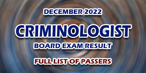 FULL RESULTS: December 2022 Criminologist board .